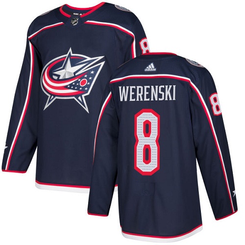 Adidas Men Columbus Blue Jackets #8 Zach Werenski Navy Blue Home Authentic Stitched NHL Jersey